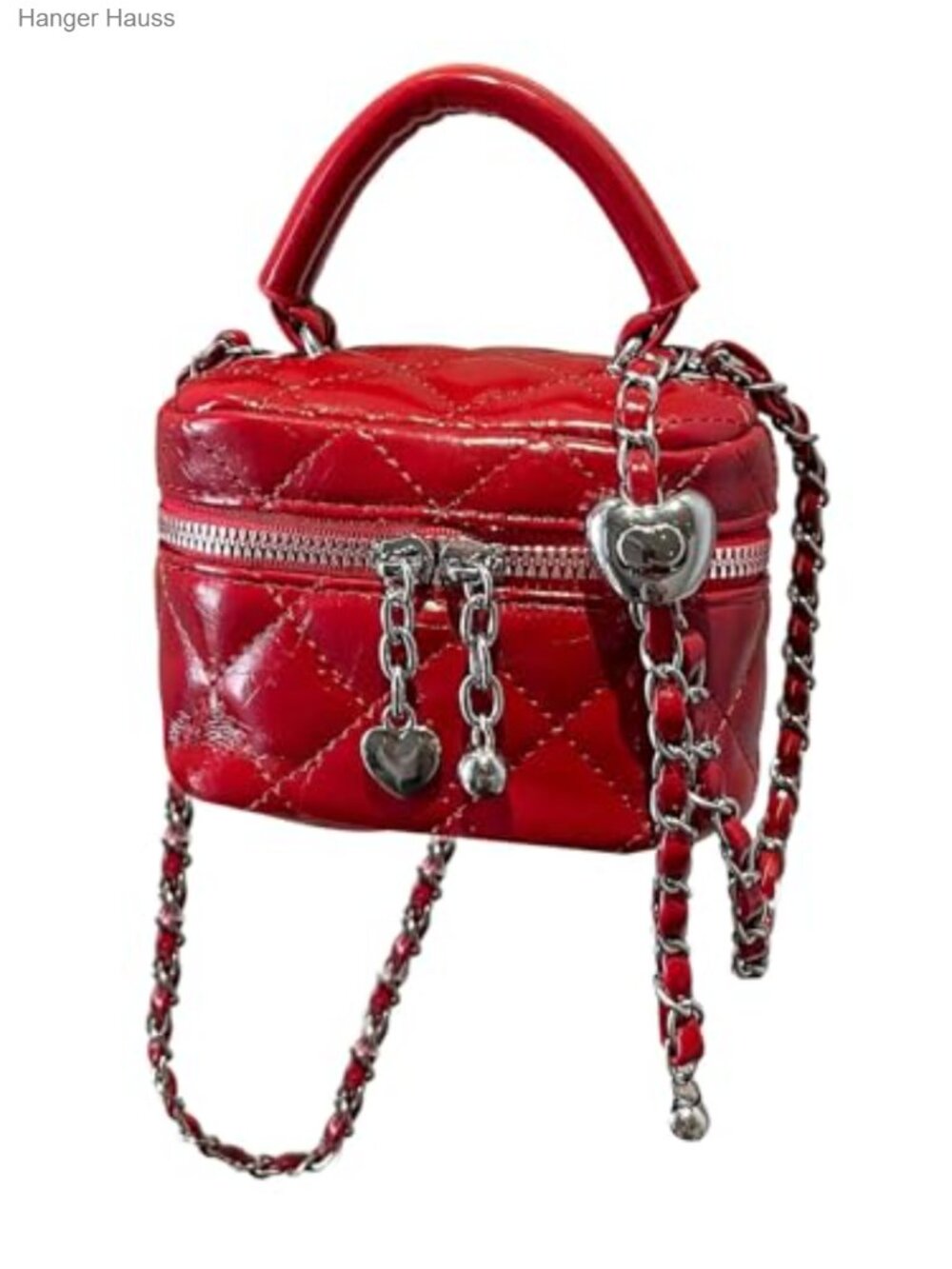 Quilted Zipper Crossbody Handbag Y2K Mini Bucket Bag Faux Leather